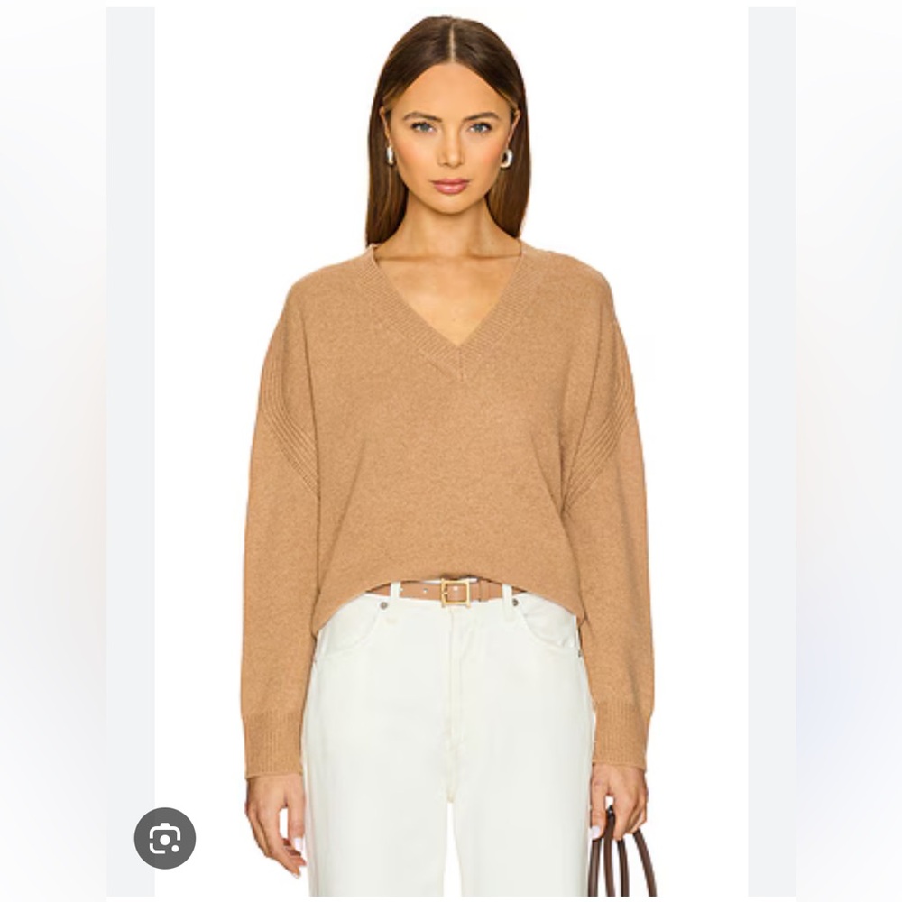 Weekend Stories Camel V-Neck Sweater